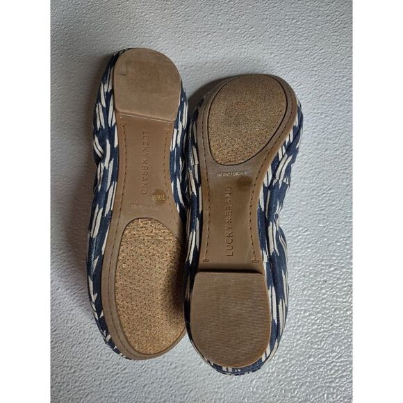 Lucky Brand Echo 3 Navy Blue and White Ballet Flats Size 7.5M - Picture 9 of 12